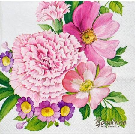 Serwetka do decoupage firmy HOME FASHION kwiaty ogrodowe 33x33cm